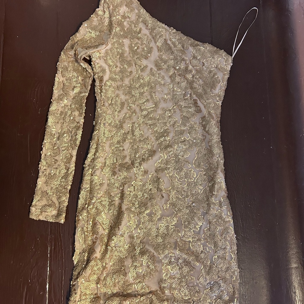 Gold One Sleeve Dress